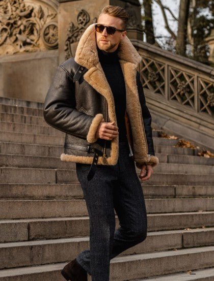 Fernando™ | Premium Shearling Leather Aviator Coat