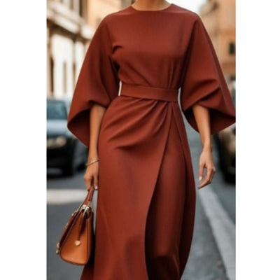 Sophia | Elegant Dress with Lantern Sleeves and Belt