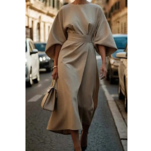 Sophia | Elegant Dress with Lantern Sleeves and Belt