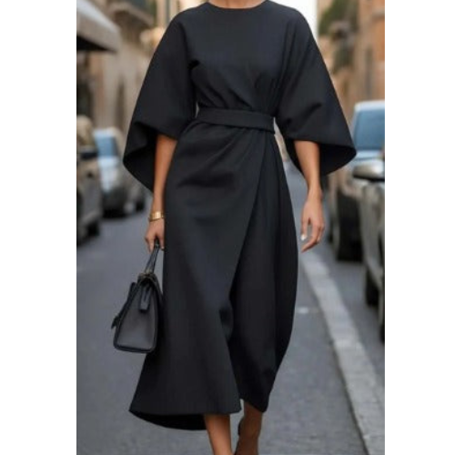 Sophia | Elegant Dress with Lantern Sleeves and Belt