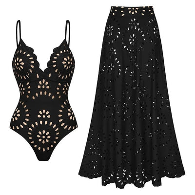 Alice 2-Piece Dress-Swimsuit Set (Black)