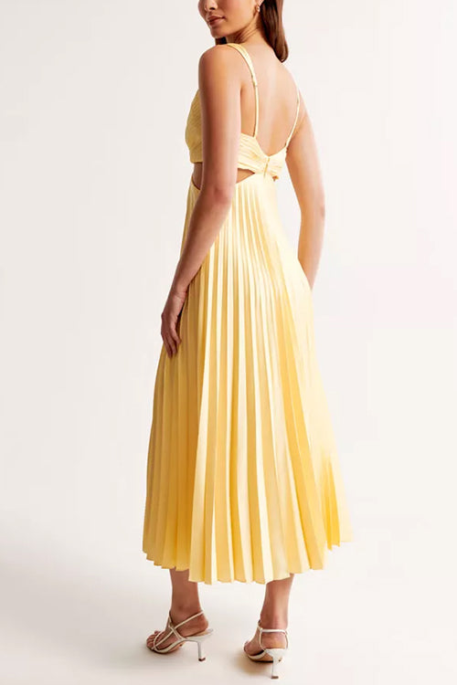 EVA™ Cutout Waist Sleeveless Pleated Maxi Dress