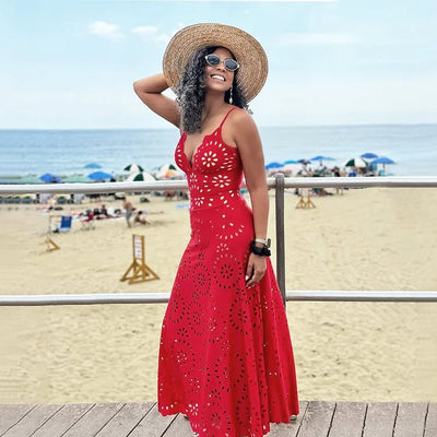 Alice 2-Piece Dress-Swimsuit Set (Red)