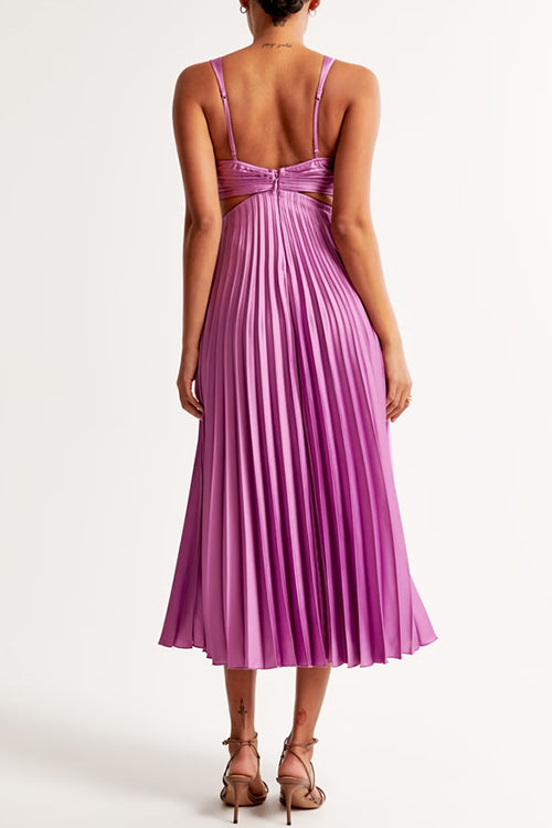 EVA™ Cutout Waist Sleeveless Pleated Maxi Dress