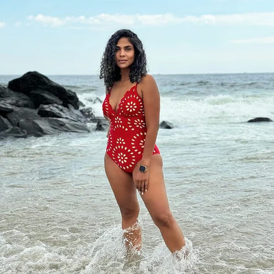 Alice 2-Piece Dress-Swimsuit Set (Red)