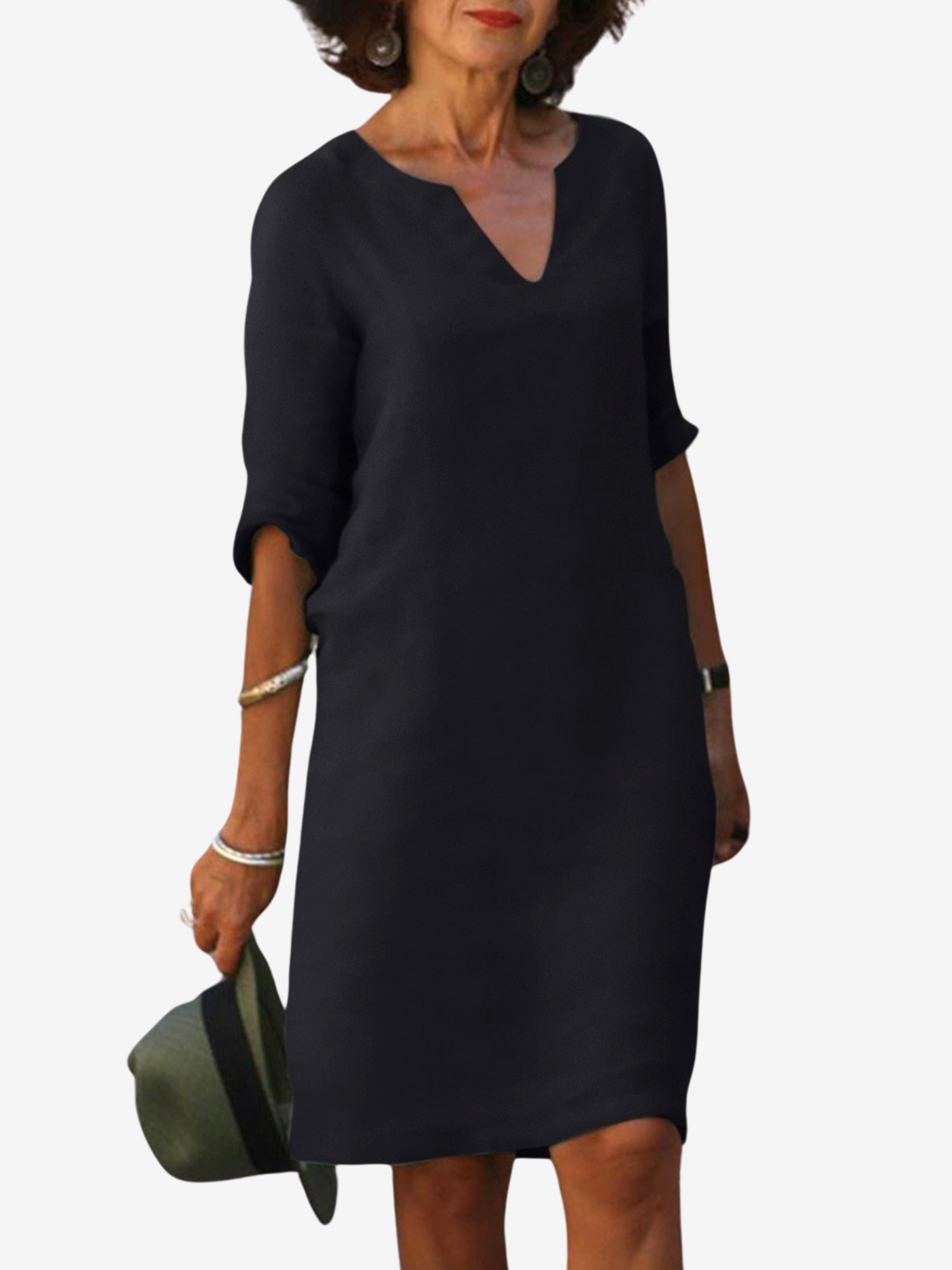 Leila |Tummy Covering  V-neck Dress