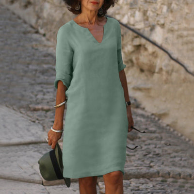 Leila |Tummy Covering  V-neck Dress