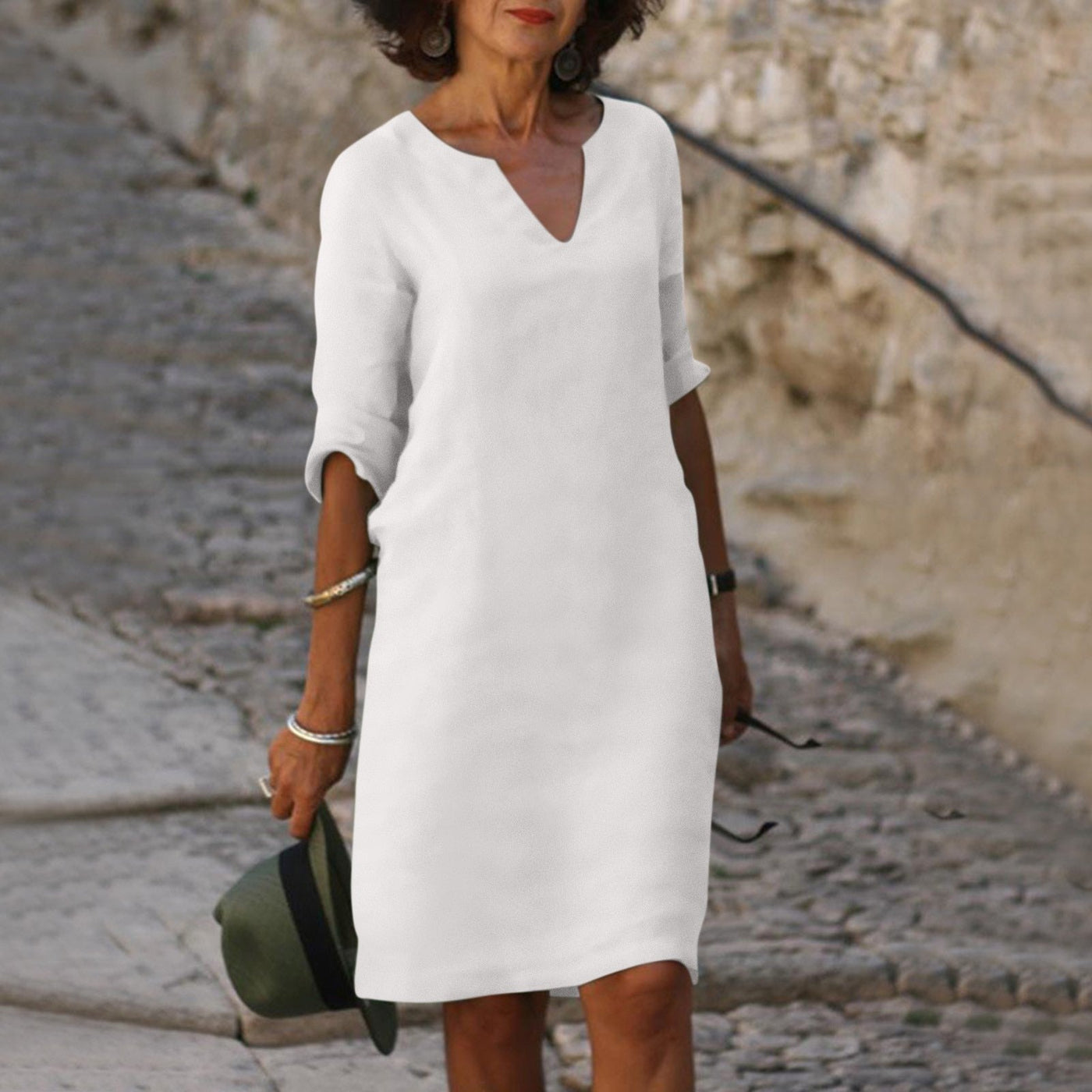 Leila |Tummy Covering  V-neck Dress