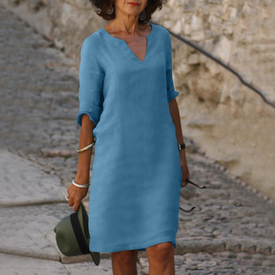 Leila |Tummy Covering  V-neck Dress