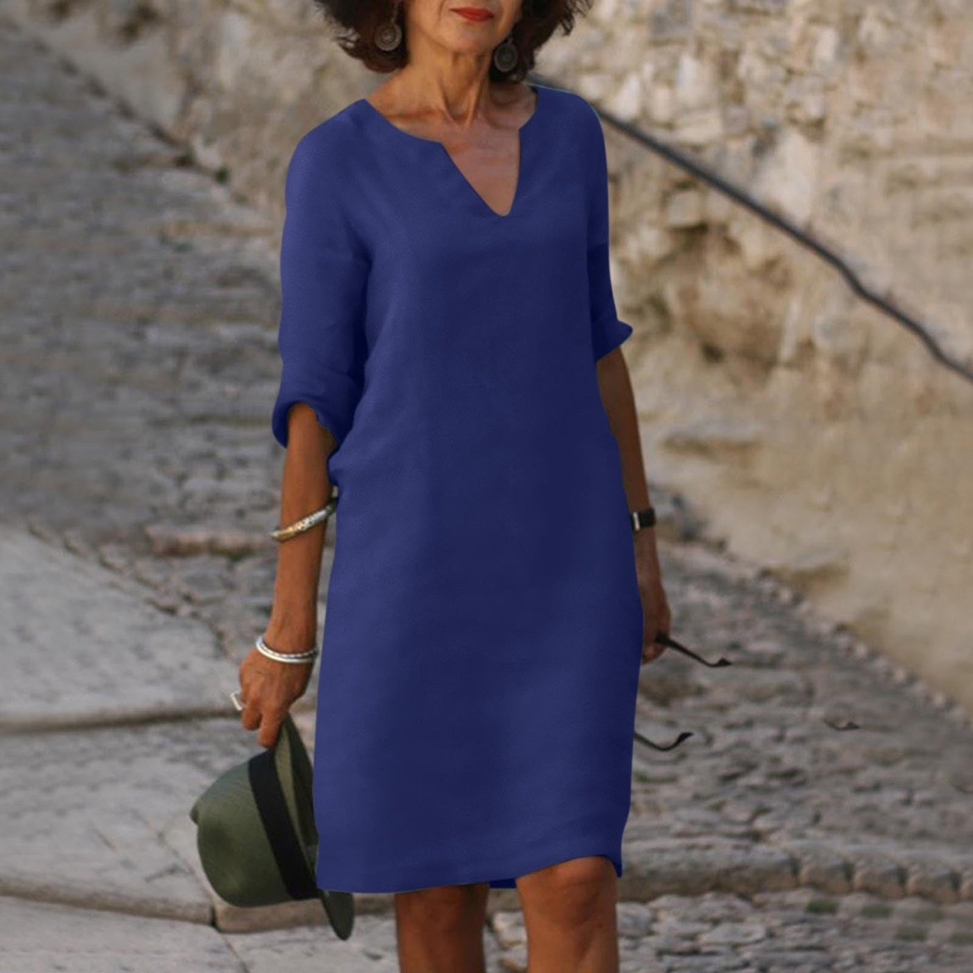 Leila |Tummy Covering  V-neck Dress