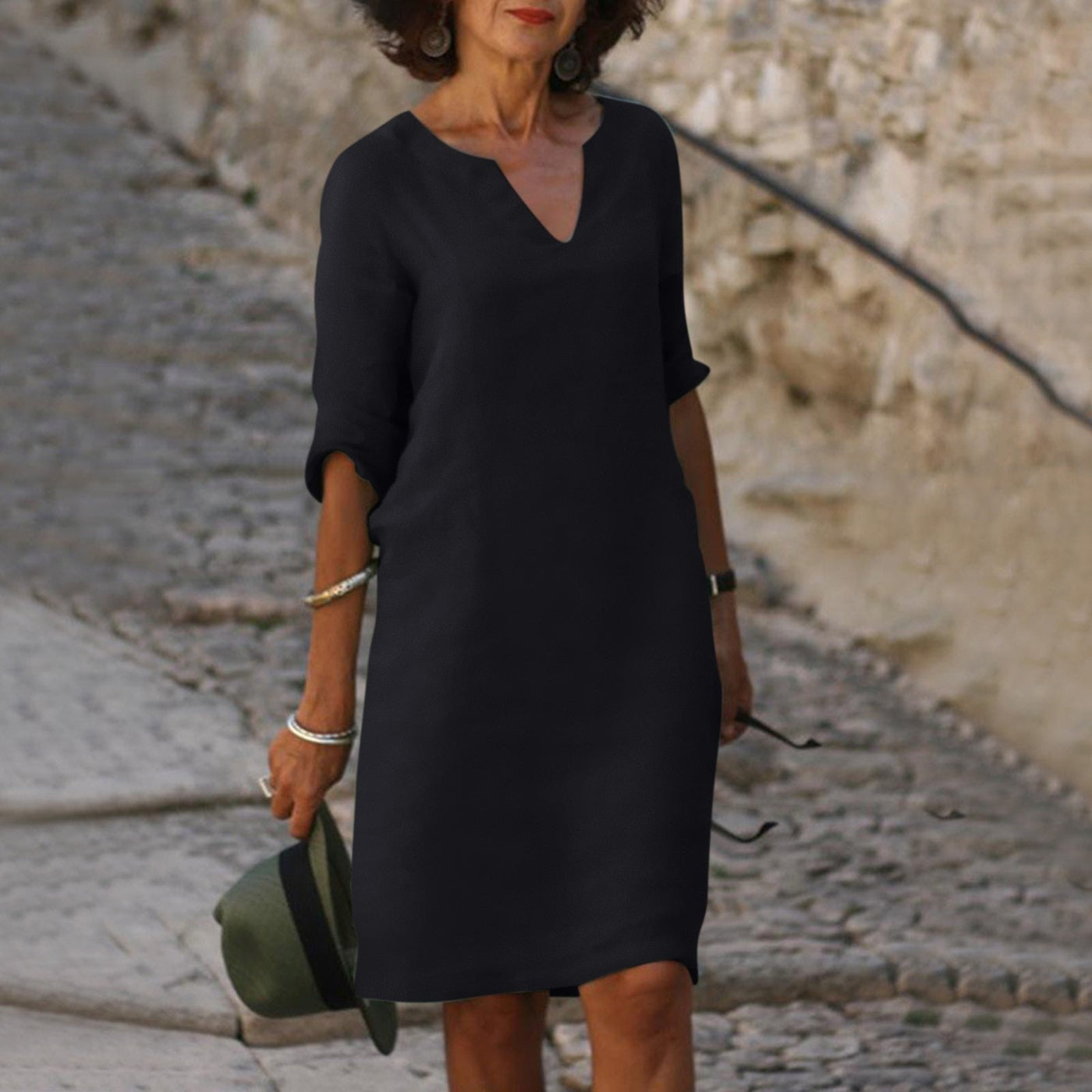 Leila |Tummy Covering  V-neck Dress