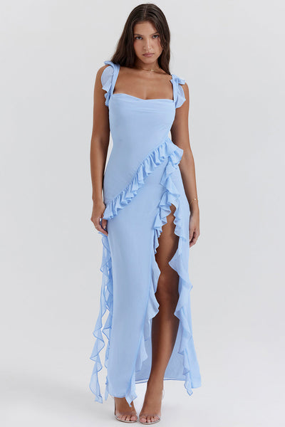 Ruffle Detail Dress with Slit