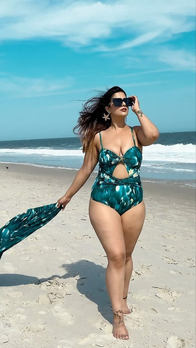 Alice 2-Piece Dress-Swimsuit Set (Emerald Green)