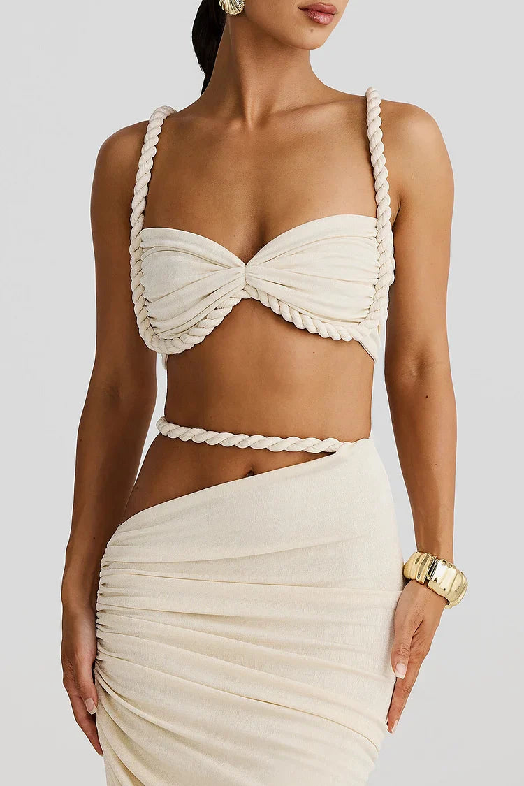 Cutout Ruched Maxi Skirt Two-Piece Set