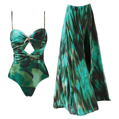 Alice 2-Piece Dress-Swimsuit Set (Emerald Green)
