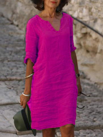 Leila |Tummy Covering  V-neck Dress