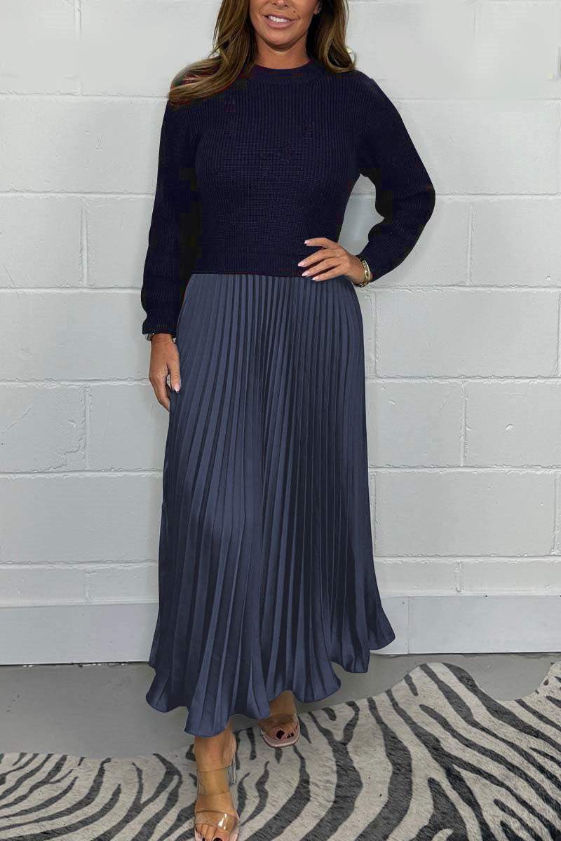 Cathy | Long-Sleeve Dress with Pleated Skirt