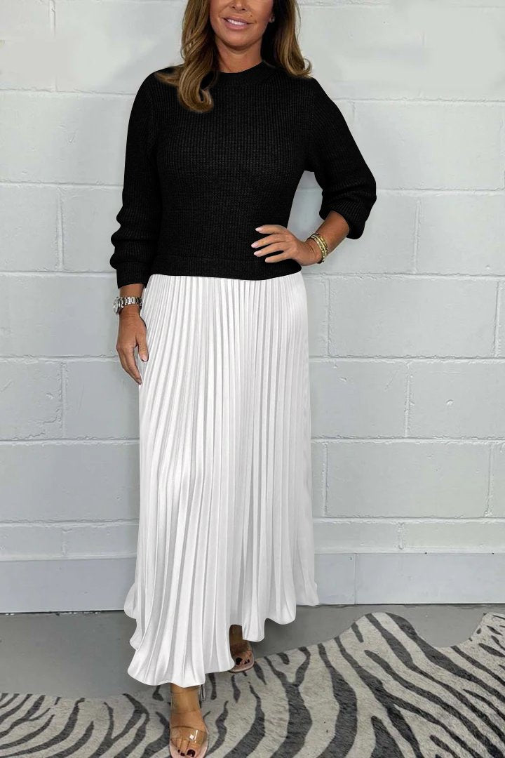Cathy | Long-Sleeve Dress with Pleated Skirt